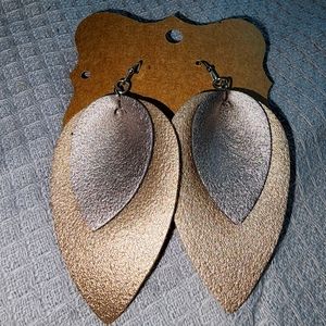 Faux Leather two toned bronze Earrings
